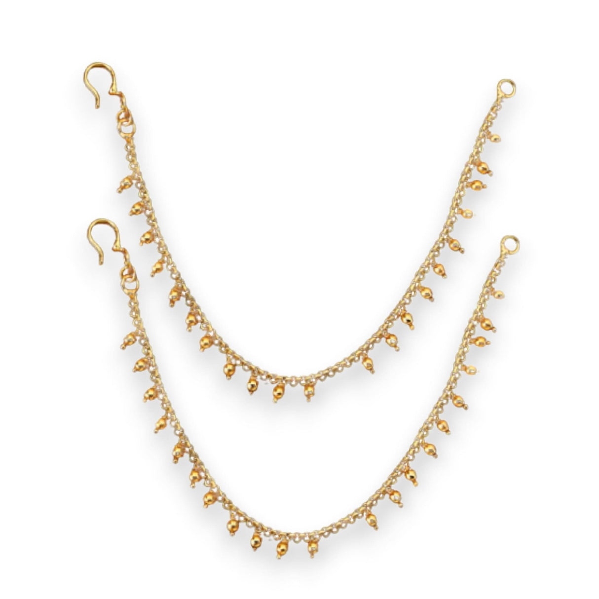 Indian Traditional Ear Chains for Women - Indian Jewellery for Earring Support Long Gold Tone Earring Chain Ear to Hair Chain Jewelry Faux Pearl Hair Accessory Bridal Jewelry for Wedding - LoveNspire