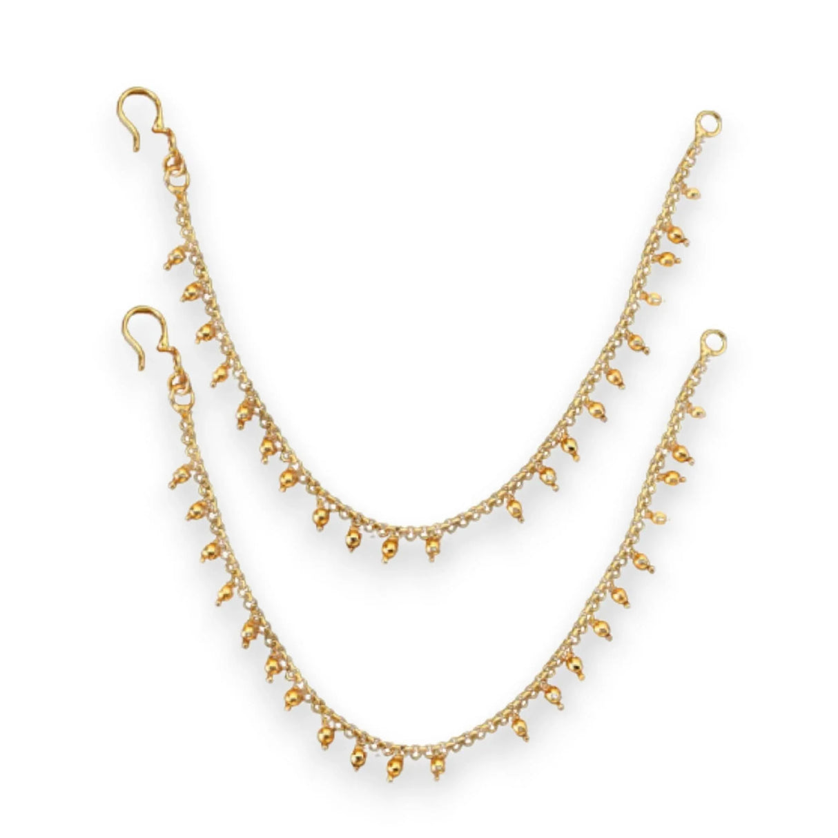 Indian Traditional Ear Chains for Women - Indian Jewellery for Earring Support Long Gold Tone Earring Chain Ear to Hair Chain Jewelry Faux Pearl Hair Accessory Bridal Jewelry for Wedding - LoveNspire