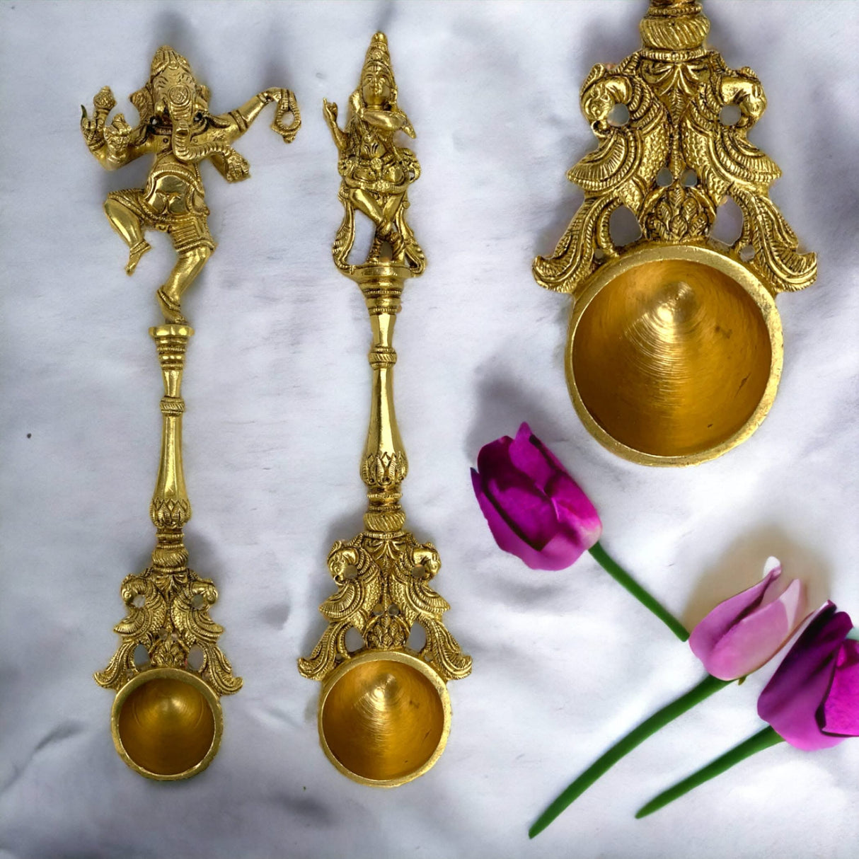 Decorative Brass Dancing Ganesha/krishna Spoon Yagya Hawan Spoon Indian Cultural Religious Item Brass Ganesha/krishna Wall Hanging Diwali Gift Best Home Temple Decor - LoveNspire