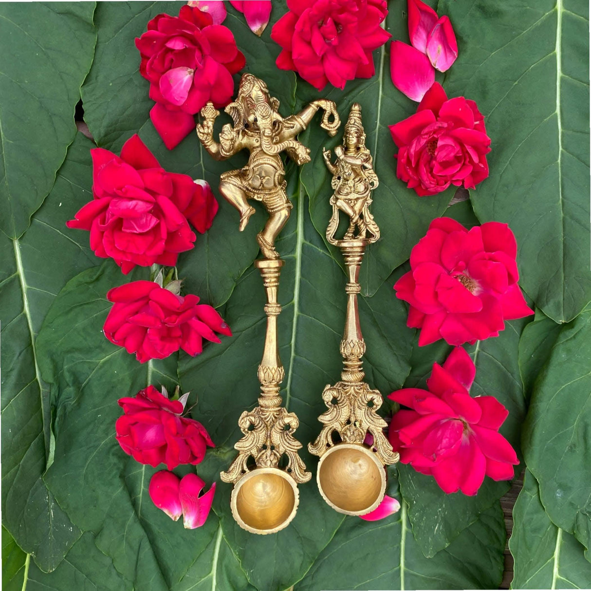 Decorative Brass Dancing Ganesha/krishna Spoon Yagya Hawan Spoon Indian Cultural Religious Item Brass Ganesha/krishna Wall Hanging Diwali Gift Best Home Temple Decor - LoveNspire