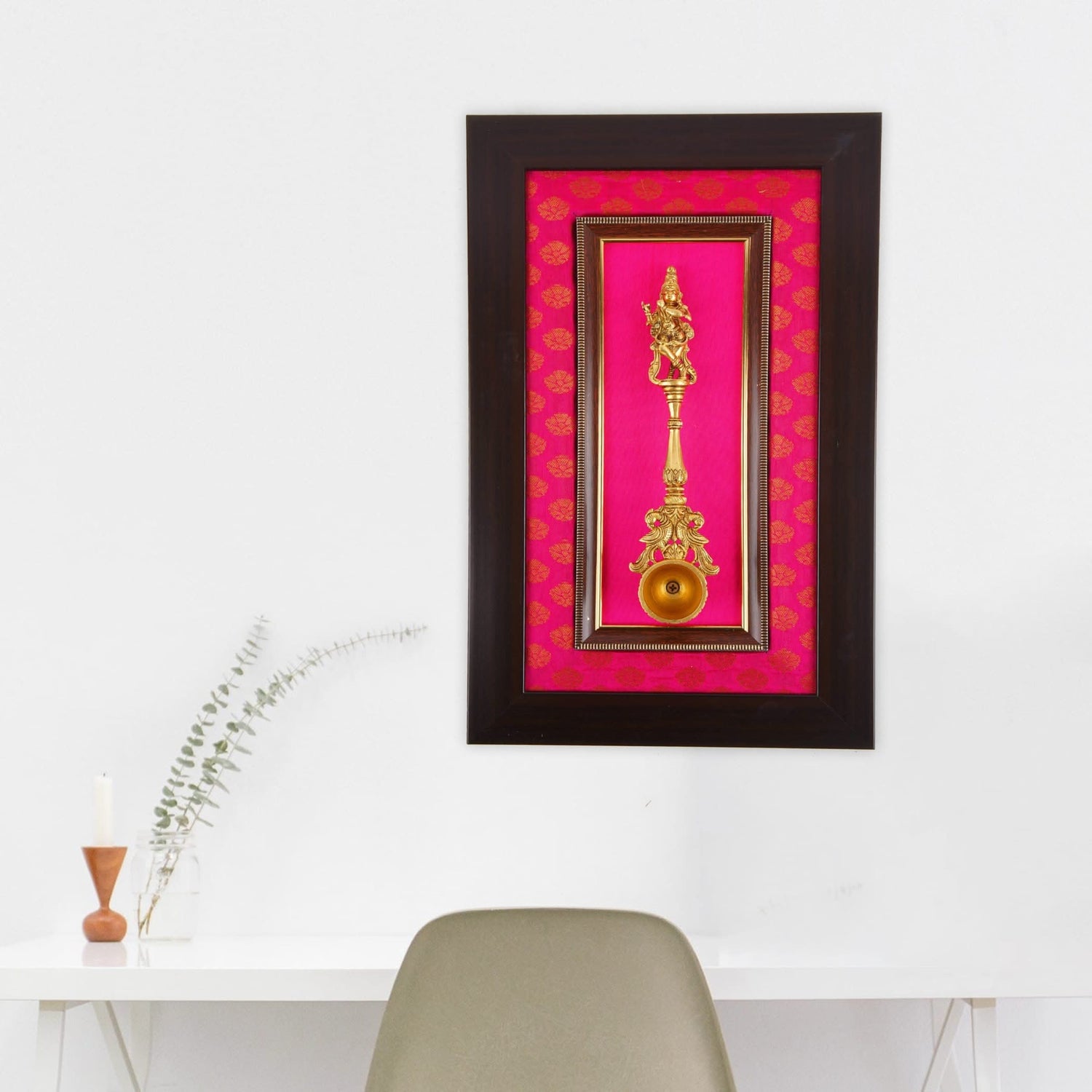 Decorative Brass Dancing Krishna Wall Art for Living Room Office House Pooja Room Hindu God Statue Modern Artwork Return Gift Pooja Favor Decorative Wall Hanging Showpiece - LoveNspire