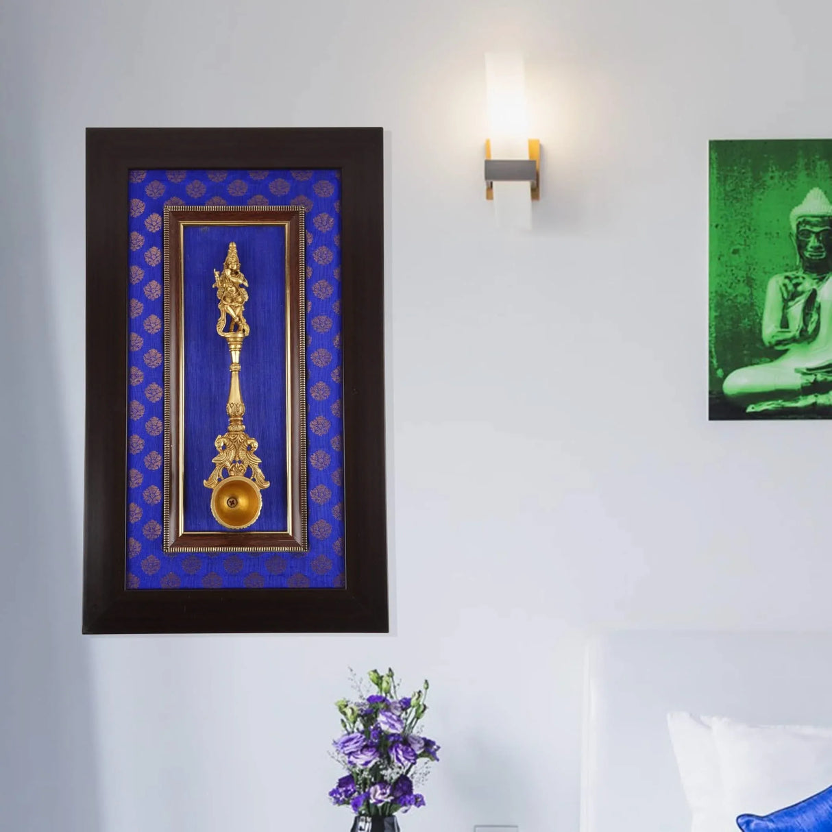 Decorative Brass Dancing Krishna Wall Art for Living Room Office House Pooja Room Hindu God Statue Modern Artwork Return Gift Pooja Favor Decorative Wall Hanging Showpiece - LoveNspire