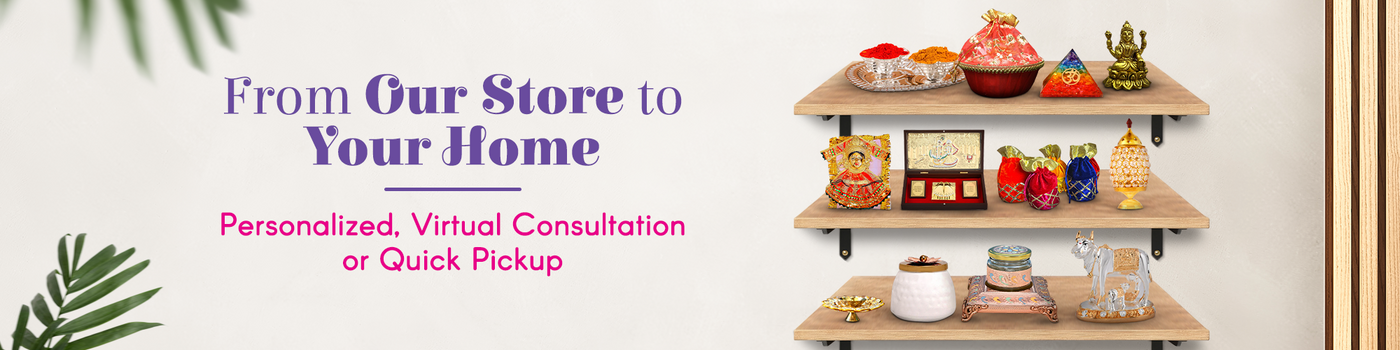 A collection of decorative household items displayed on three wall-mounted shelves