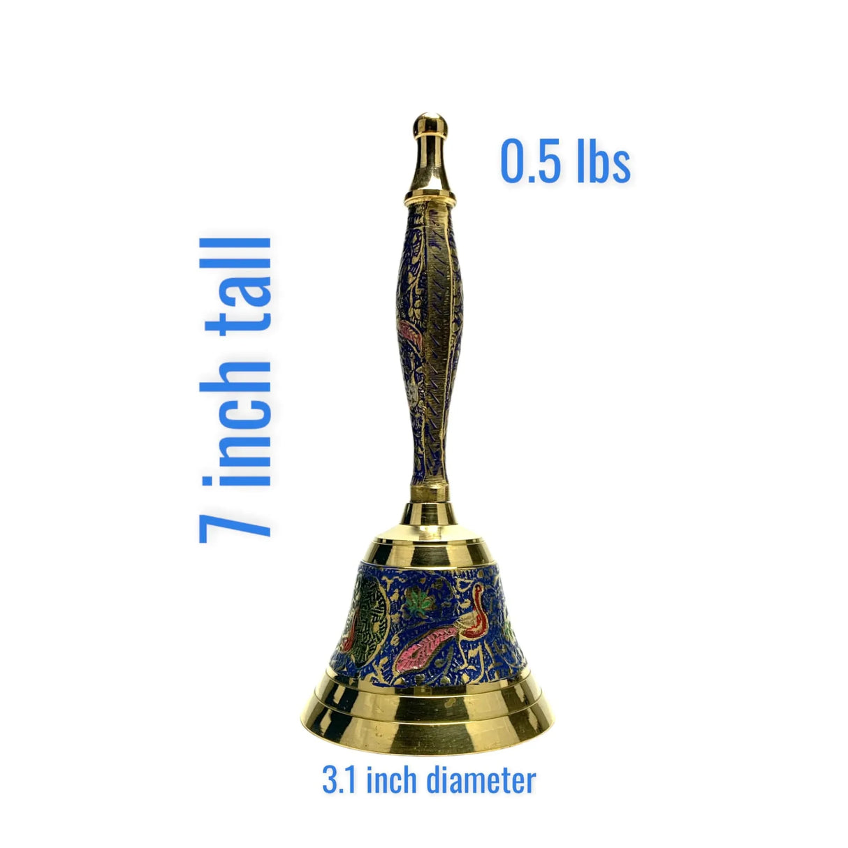 Decorative Peacock Temple Bells Brass Puja Ghanti Hindu Mandir Bell Coloured Pooja Jingle Bells Indian Home Decor Hand Painted Bell Housewarming Gift - LoveNspire