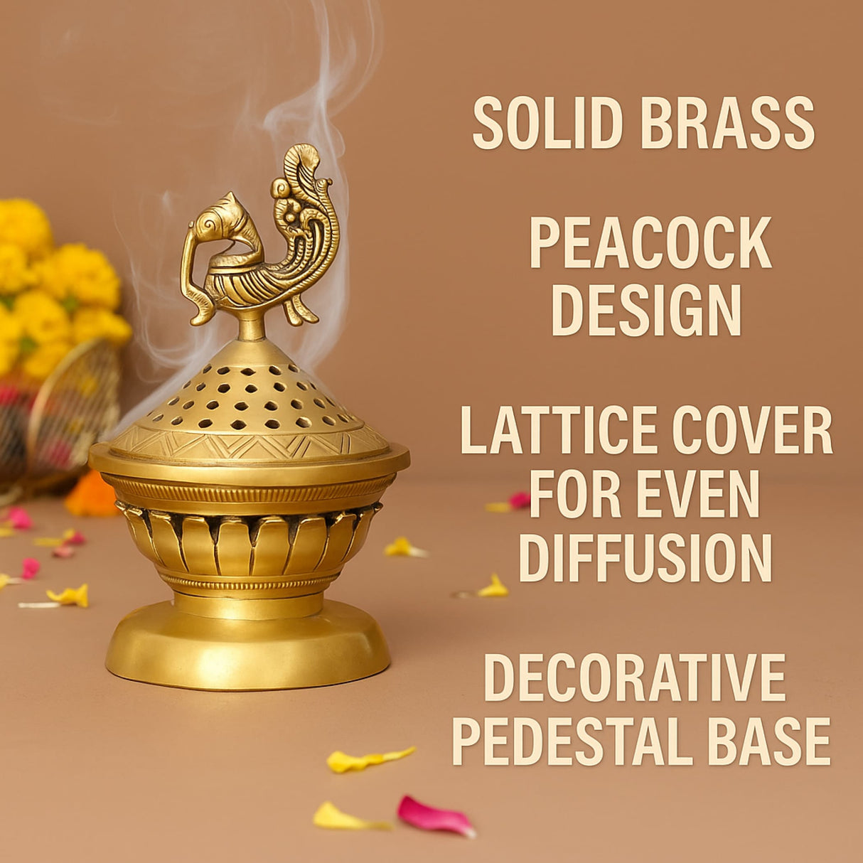 Brass Incense Dhoop Burner Aroma for Prayer Puja Meditation Spiritual Events Dhoopam for Havan Rituals Dhooni - Diwali Decoration Loban Dhoop Dani for Temple Home Prayer Room (6.2x3 Inches) - LoveNspire