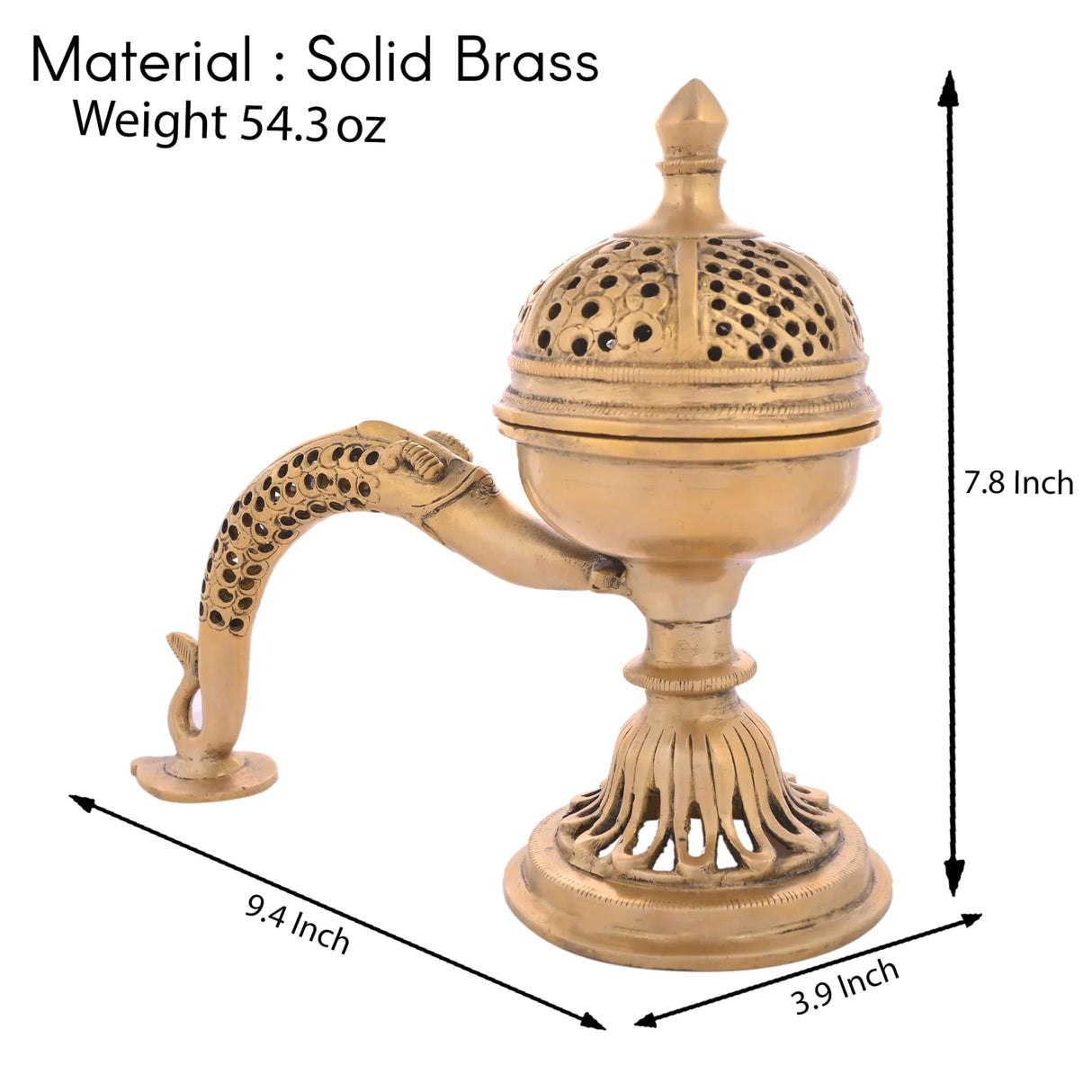 Brass Incense Dhoop Burner Aroma for Prayer Puja Meditation Spiritual Events Dhoopam for Havan Rituals - Diwali Decoration Loban Dhoop Dani for Temple Home Prayer Room (7.8x3.9 Inches) - LoveNspire