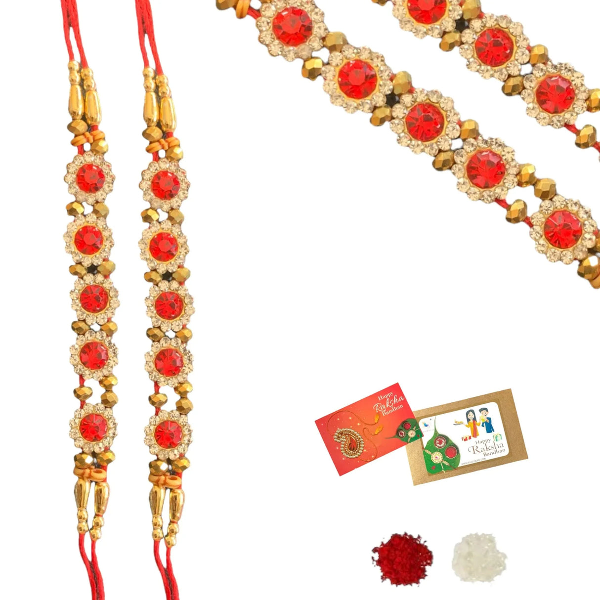 2CT Rakhi For Brother Rakhi Bhaiya Bhabhi Rakhi Thread Bracelet Rakshabandhan Bhai Dooj Gifts Roli Chawal Raksha Bandhan Card - LoveNspire