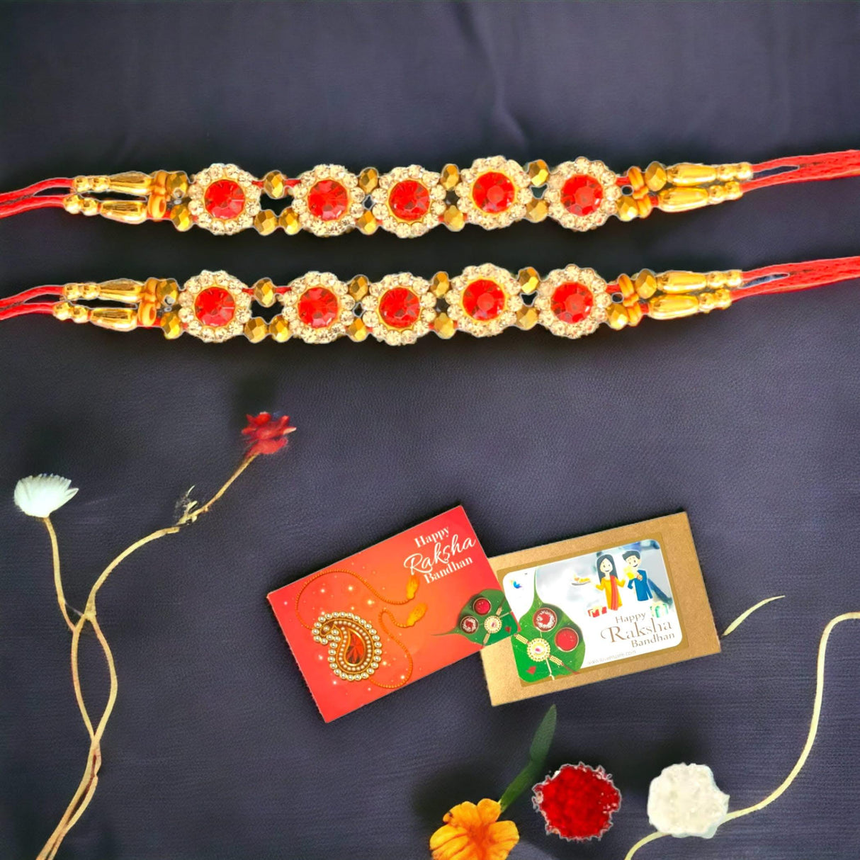2CT Rakhi For Brother Rakhi Bhaiya Bhabhi Rakhi Thread Bracelet Rakshabandhan Bhai Dooj Gifts Roli Chawal Raksha Bandhan Card - LoveNspire