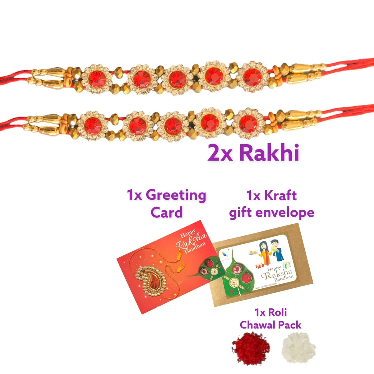 2CT Rakhi For Brother Rakhi Bhaiya Bhabhi Rakhi Thread Bracelet Rakshabandhan Bhai Dooj Gifts Roli Chawal Raksha Bandhan Card - LoveNspire