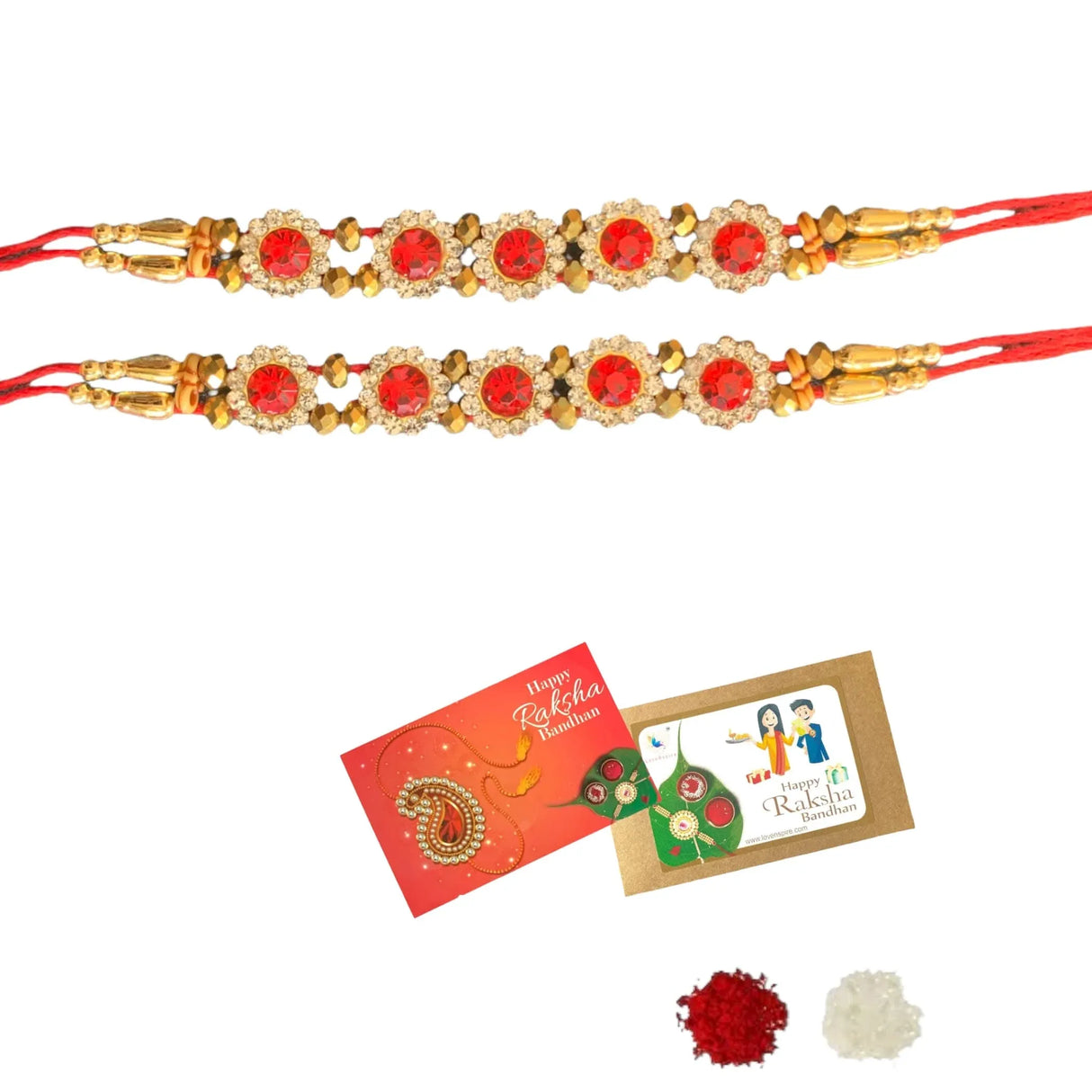 2CT Rakhi For Brother Rakhi Bhaiya Bhabhi Rakhi Thread Bracelet Rakshabandhan Bhai Dooj Gifts Roli Chawal Raksha Bandhan Card - LoveNspire