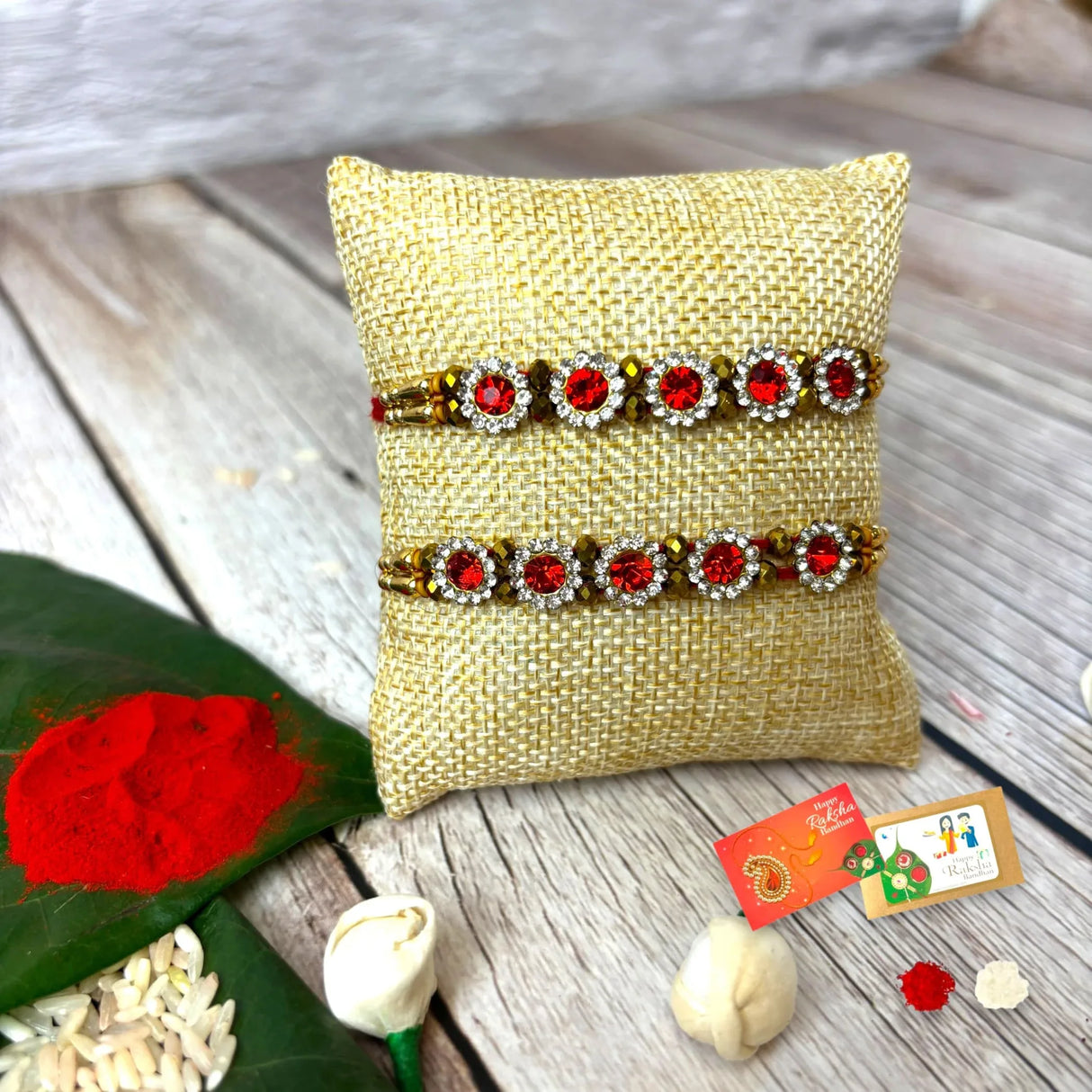 2CT Rakhi For Brother Rakhi Bhaiya Bhabhi Rakhi Thread Bracelet Rakshabandhan Bhai Dooj Gifts Roli Chawal Raksha Bandhan Card - LoveNspire