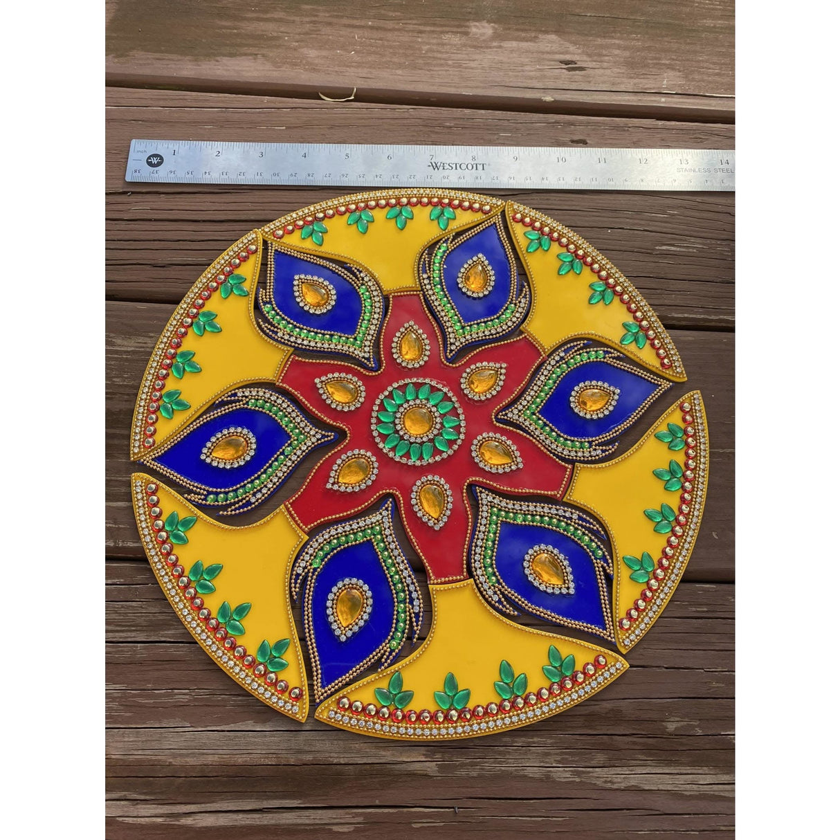 Acrylic Rangoli Set Indian Traditional Handmade Reusable Rangoli Diwali Navratri Pongal Onam Home Temple Decor Floor Table Decoration - Deepawali Wedding Housewarming Gift - LoveNspire