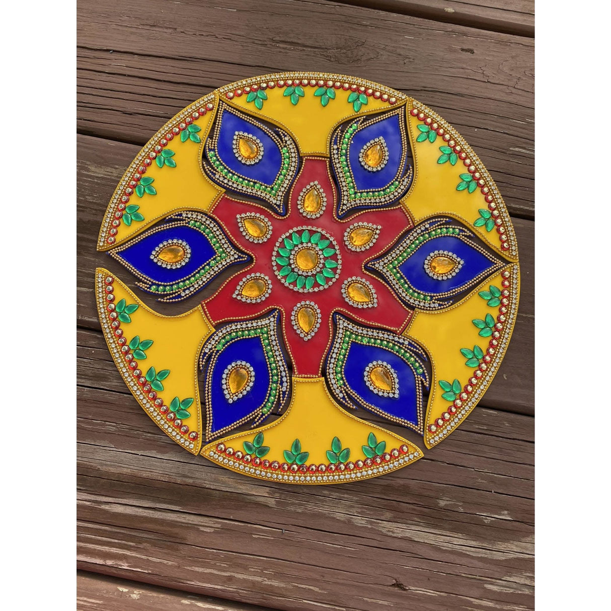 Acrylic Rangoli Set Indian Traditional Handmade Reusable Rangoli Diwali Navratri Pongal Onam Home Temple Decor Floor Table Decoration - Deepawali Wedding Housewarming Gift - LoveNspire