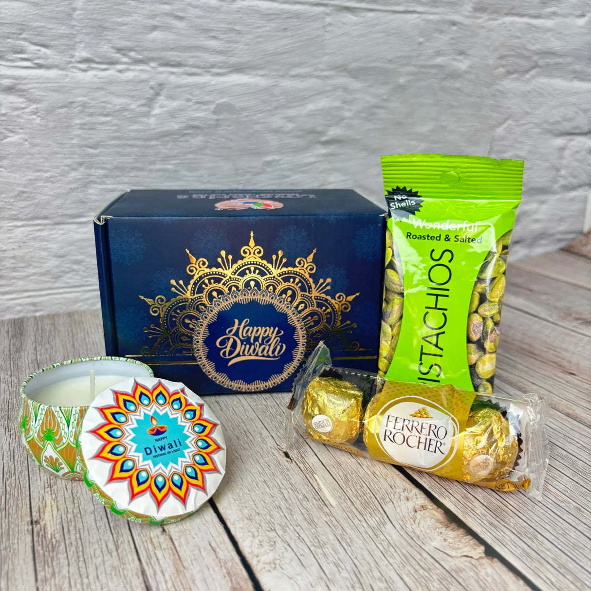 Premium Diwali Gift Hamper Box - Festive Diwali Gift Set with Candles Chocolates Dry Fruits & Happy Diwali Stickers - Ideal for Corporate Family Friends & Office Presents - LoveNspire