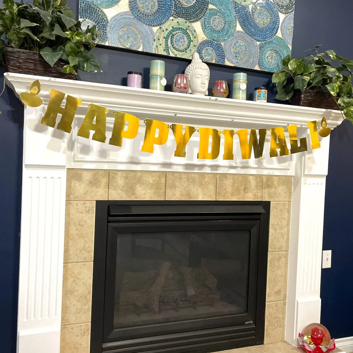 Diy Kit Golden Happy Diwali Paper Banner, Diwali Decor, Diwali Decorations, Diwali Party, Diwali Backdrop, Diwali Garland, Diwali Decor - LoveNspire