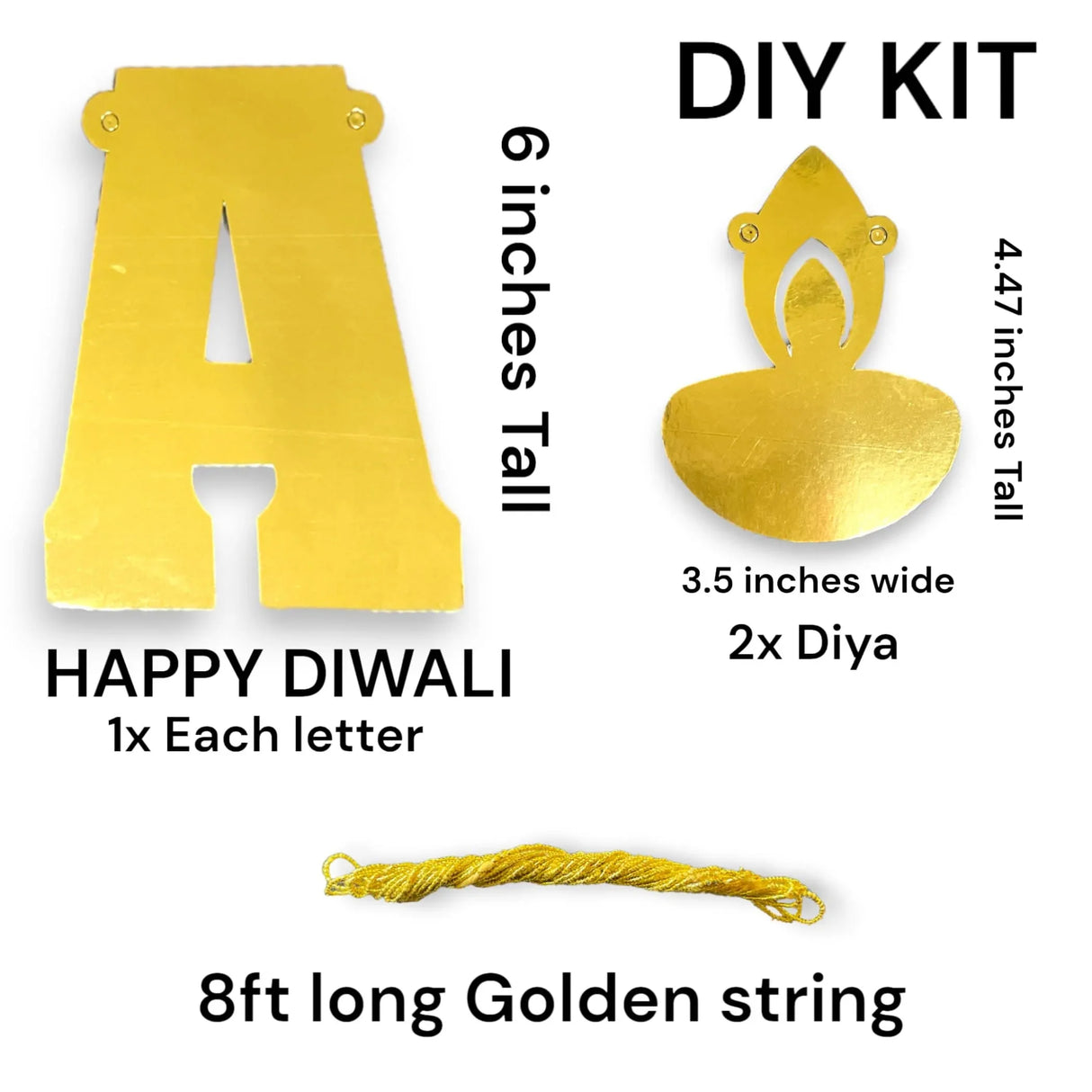 Diy Kit Golden Happy Diwali Paper Banner, Diwali Decor, Diwali Decorations, Diwali Party, Diwali Backdrop, Diwali Garland, Diwali Decor - LoveNspire