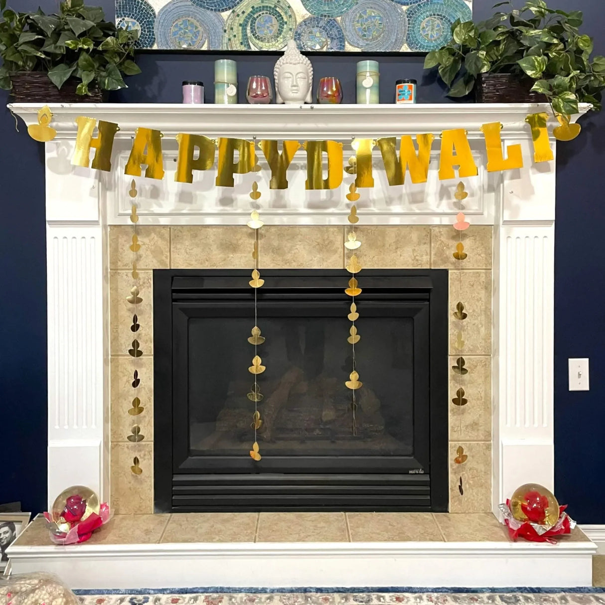 Diy Kit Golden Happy Diwali Paper Banner, Diwali Decor, Diwali Decorations, Diwali Party, Diwali Backdrop, Diwali Garland, Diwali Decor - LoveNspire