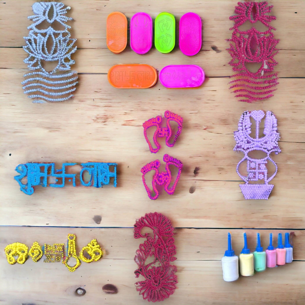 Rangoli Stencil Kit Reusable Rangoli Templates Plastic Stencil Set for Indian Traditional Diwali Navratri Pongal Puja Decoration Diy Stencil for Floor Table Decor - LoveNspire