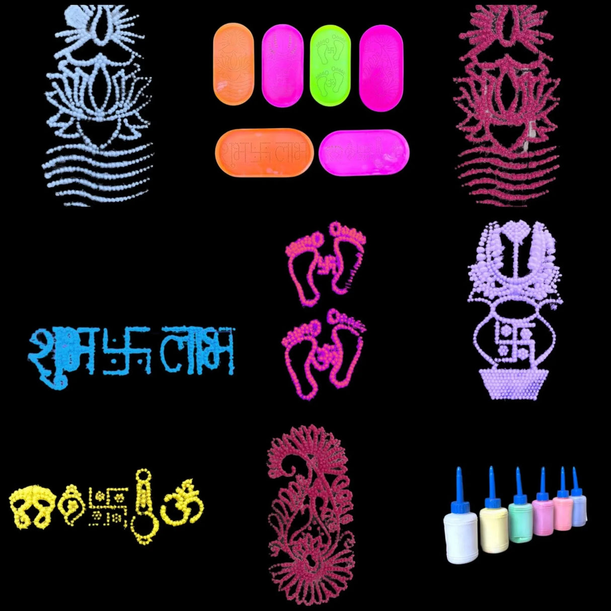 Rangoli Stencil Kit Reusable Rangoli Templates Plastic Stencil Set for Indian Traditional Diwali Navratri Pongal Puja Decoration Diy Stencil for Floor Table Decor - LoveNspire