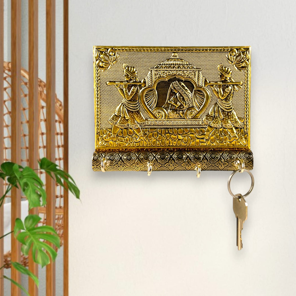 Key Holder for Home Decor Indian Doli Wall Decor Hand Crafted Wall Hooks for Hanging Stylish Showpiece Key Stand Office Room Decor Housewarming Gift 4 Hooks (pack of 1) - LoveNspire