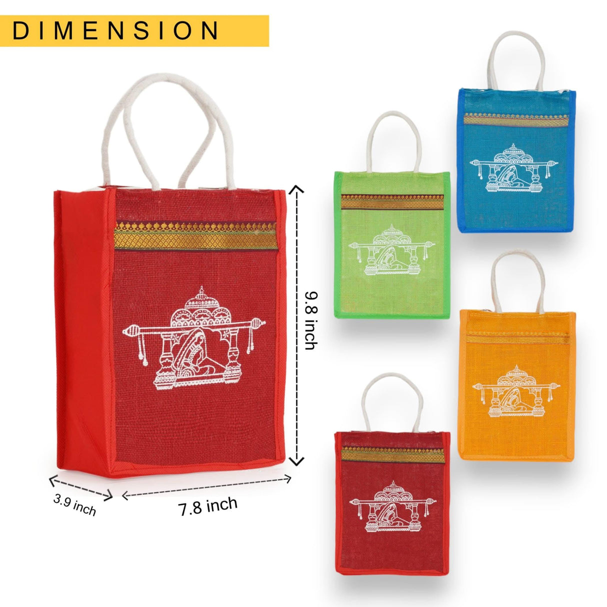 Doli Print Jute Bag Burlap Gift Bags Eco-friendly Tote Bag Bridesmaid Gift Indian Wedding Favor Puja Return Gifts - LoveNspire