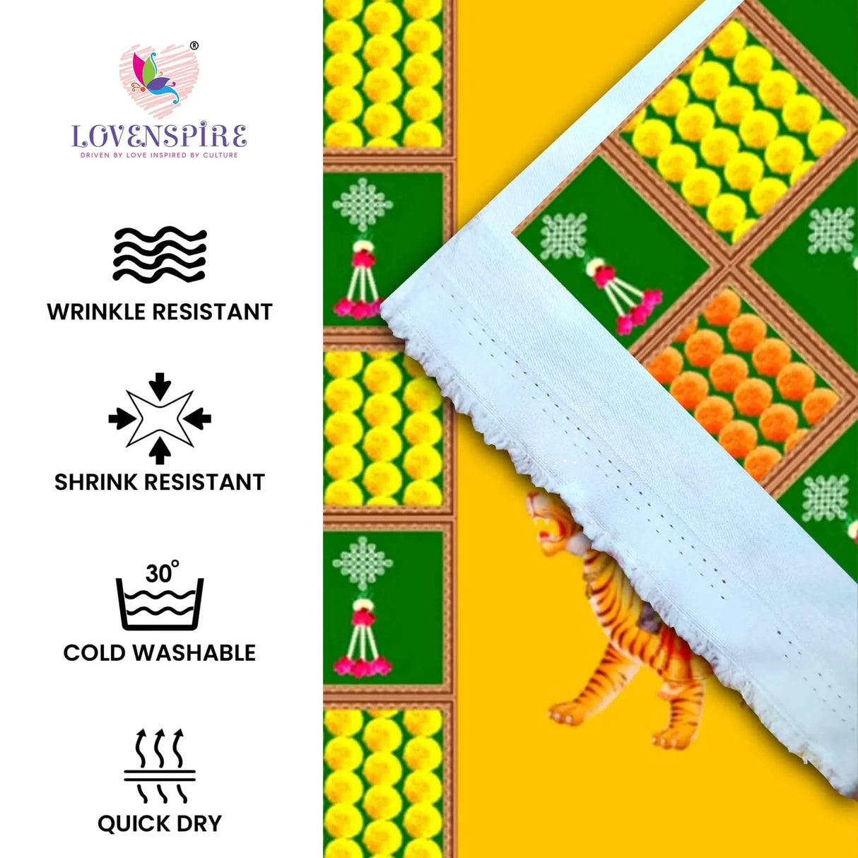 Durga Maa Backdrop 5x8 Feet Indian Traditional Cloth Laxmi Pujan Decor Indian Diwali Decor Pooja Wall Decor Indian Wall Art Photo Decor Banner Decorative Pooja Cloth Navratri Decor - LoveNspire