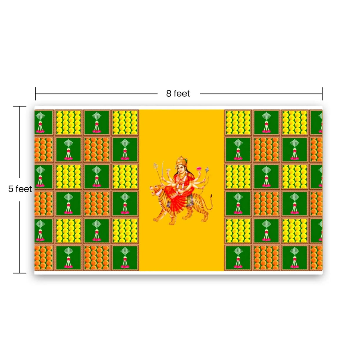 Durga Maa Backdrop 5x8 Feet Indian Traditional Cloth Laxmi Pujan Decor Indian Diwali Decor Pooja Wall Decor Indian Wall Art Photo Decor Banner Decorative Pooja Cloth Navratri Decor - LoveNspire