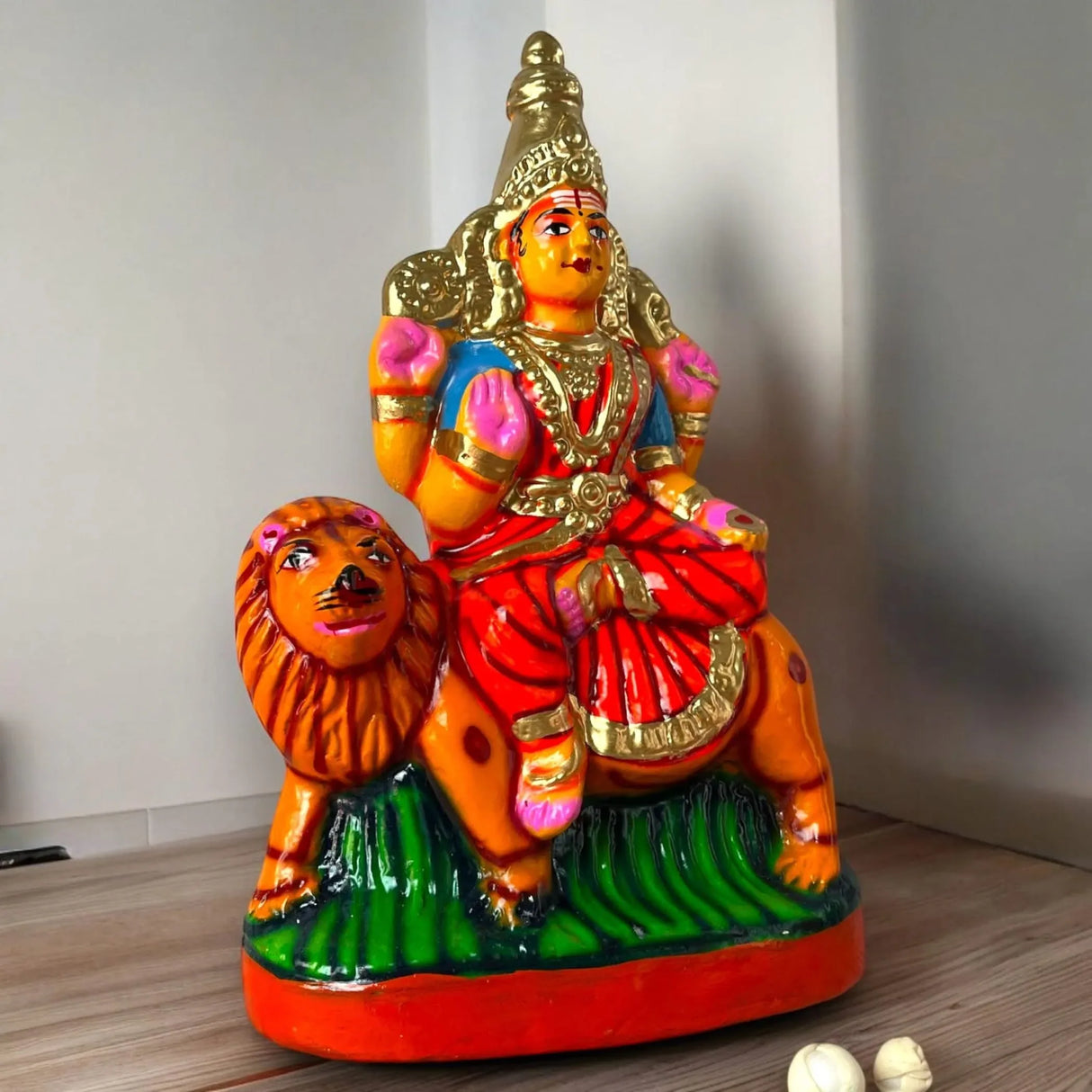 Lakshmi Saraswati Durga Statue Idol for Navratri Golu Dolls Paper Mache Doll Diwali Puja Temple Office Decor Indian Traditional Home Decor Gifting Item Navaratri Golu Doll Set of 3 - LoveNspire