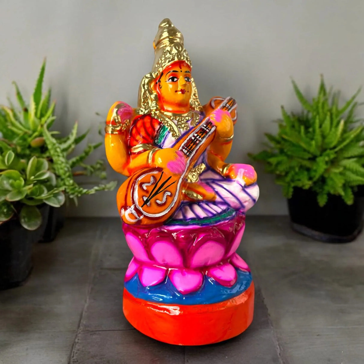 Lakshmi Saraswati Durga Statue Idol for Navratri Golu Dolls Paper Mache Doll Diwali Puja Temple Office Decor Indian Traditional Home Decor Gifting Item Navaratri Golu Doll Set of 3 - LoveNspire
