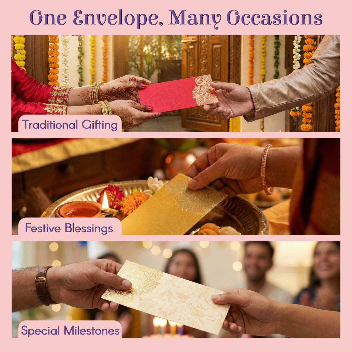 Red gold paisley shagun money envelope for Eid Diwali wedding gifting