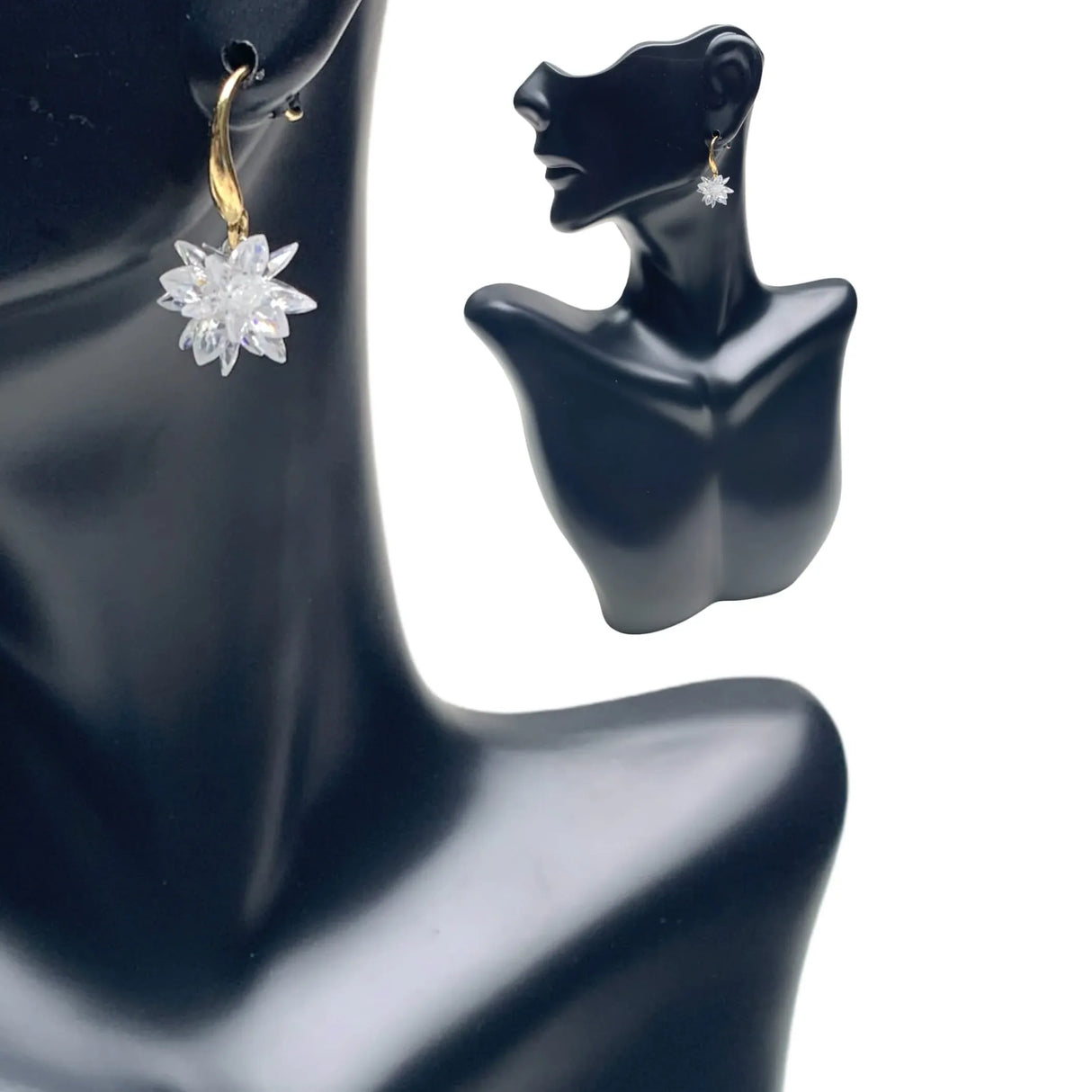 Dangle Earrings for Women - Small Flower Earring with White Crystal Teardrop Leverback Dangle Earrings Trendy Bollywood Style Upscale Dangly Earrings - Birthday Gift for Her - LoveNspire