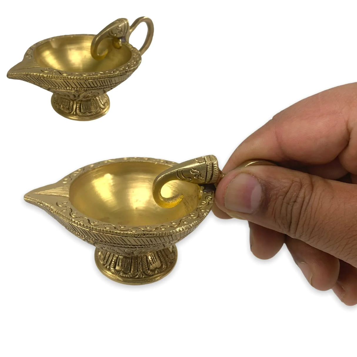 Elephant Brass Diya Deepam Vilakku Samai Oil Lamp Home Pooja Room Diwali Decorations Mandir Temple Akhand Diya Indian Traditional Hindu Puja Religious Deepawali Return Gift Item - LoveNspire