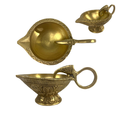 Elephant Brass Diya Deepam Vilakku Samai Oil Lamp Home Pooja Room Diwali Decorations Mandir Temple Akhand Diya Indian Traditional Hindu Puja Religious Deepawali Return Gift Item - LoveNspire