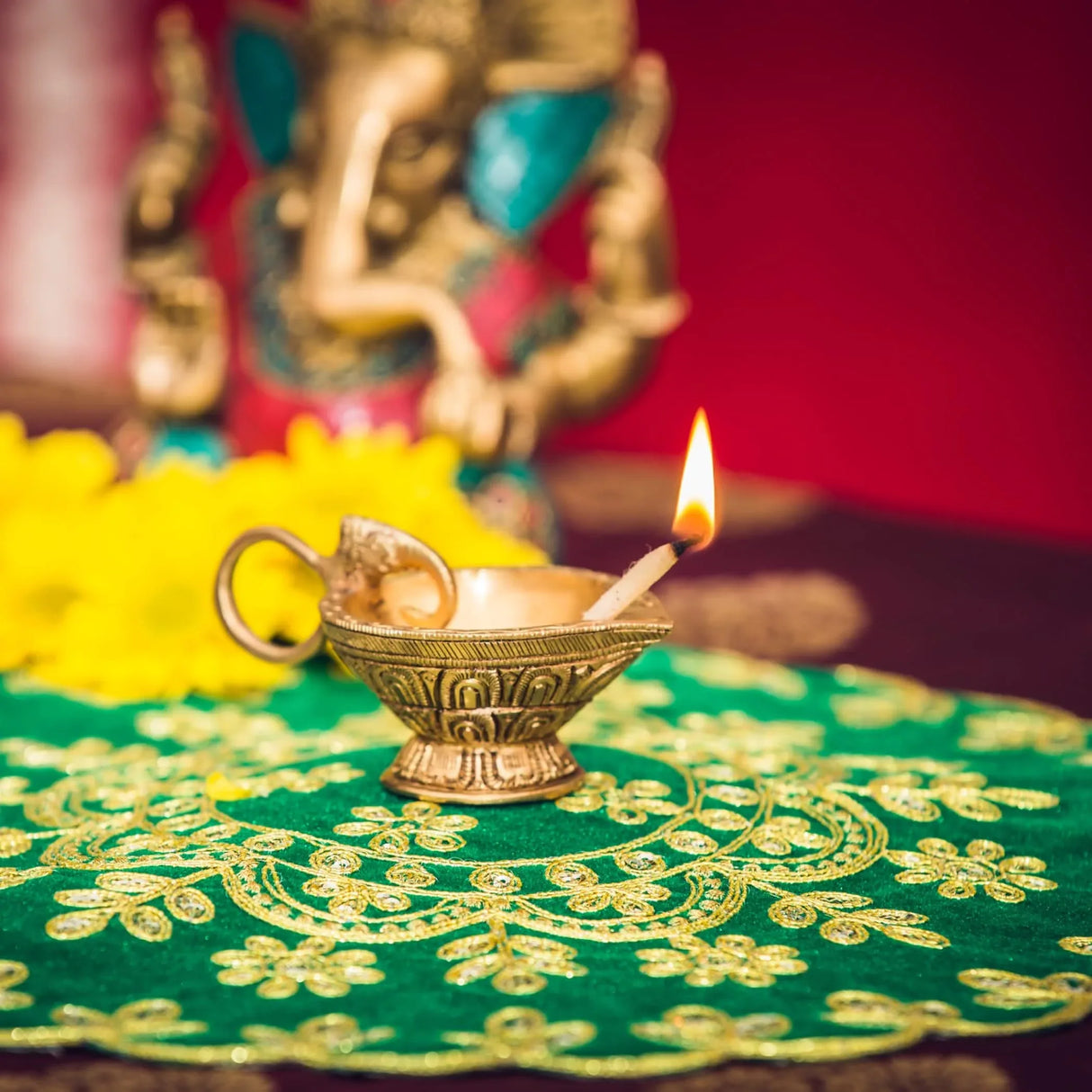 Elephant Brass Diya Deepam Vilakku Samai Oil Lamp Home Pooja Room Diwali Decorations Mandir Temple Akhand Diya Indian Traditional Hindu Puja Religious Deepawali Return Gift Item - LoveNspire