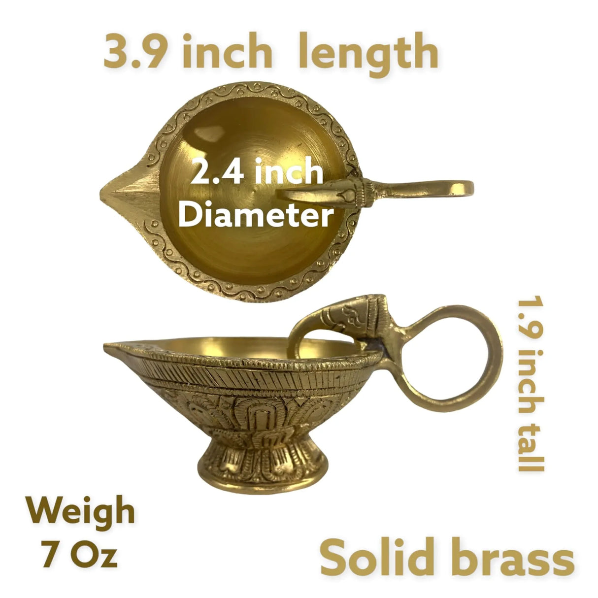 Elephant Brass Diya Deepam Vilakku Samai Oil Lamp Home Pooja Room Diwali Decorations Mandir Temple Akhand Diya Indian Traditional Hindu Puja Religious Deepawali Return Gift Item - LoveNspire