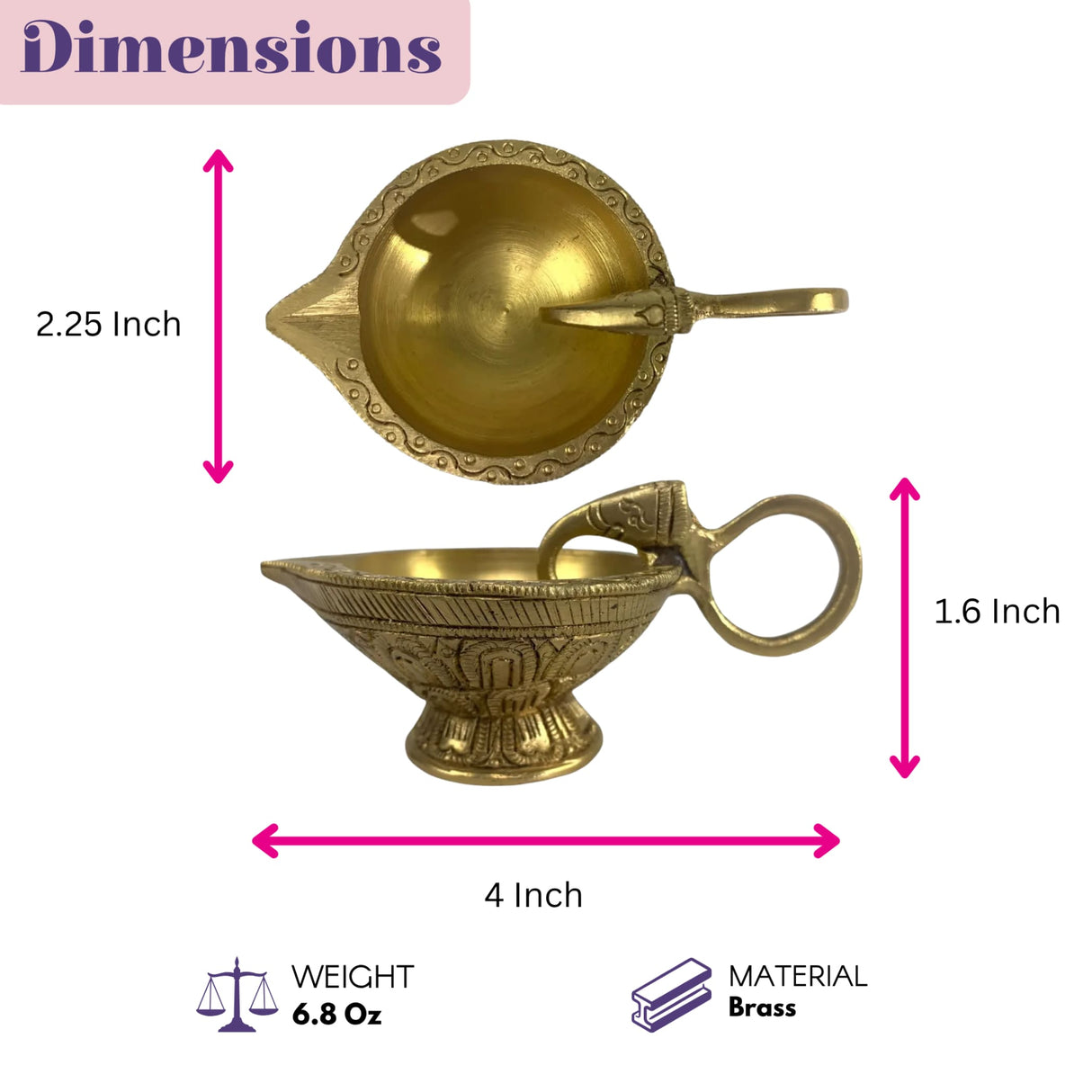 Elephant brass diya deepam vilakku with two ornate engraved oil lamps for home pooja and Diwali decorations