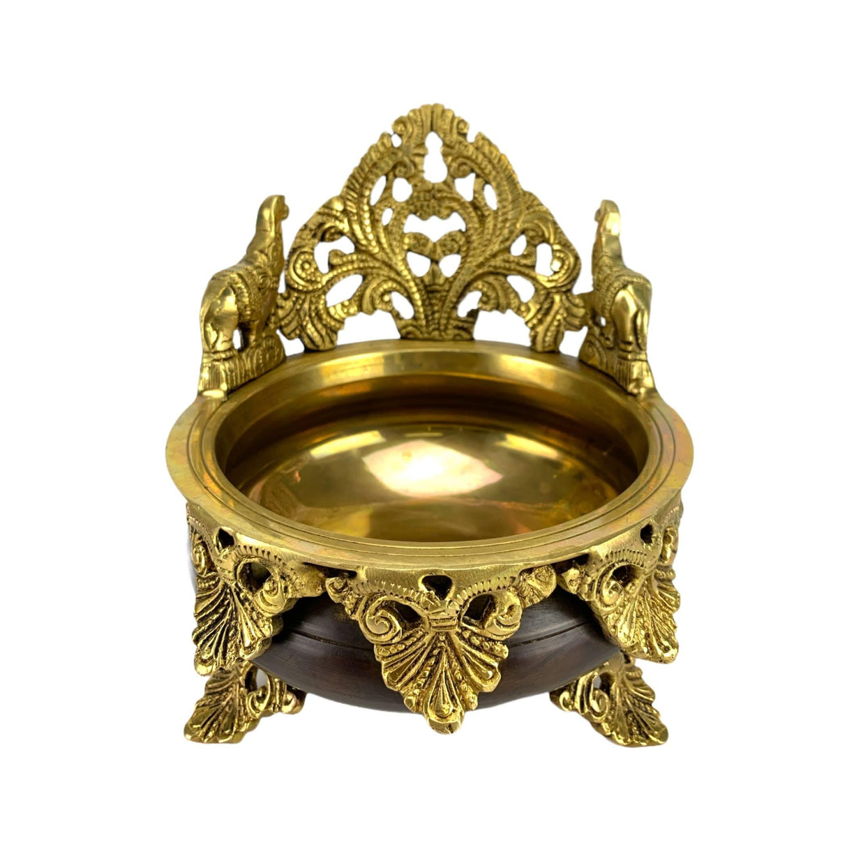 Brass Urli Bowl Elephant Design 6.5 Inch Indian Ethnic Urli Bowls for Floating Flowers Tea Light Candles Home Office Table Pooja Room Decor Diwali Decoration Showpiece Housewarming Gift - LoveNspire