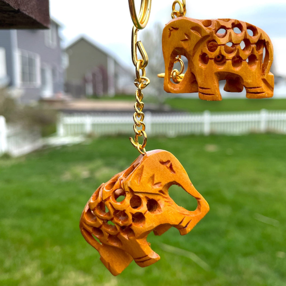 3Pc Handmade Wooden Keychain Elephant Camel Turtle Amulet Keyring Door Car Key Chains Good Luck Charms Feng Shui Key Ring - Key Holder for Friendship Day Christmas Thanksgiving - LoveNspire
