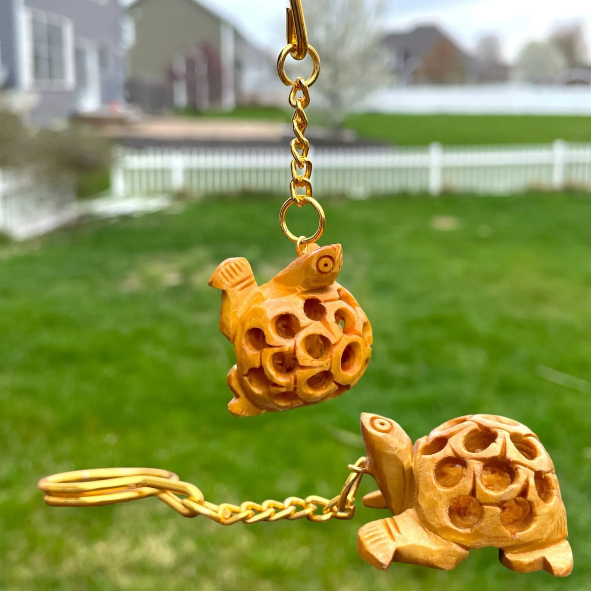 3Pc Handmade Wooden Keychain Elephant Camel Turtle Amulet Keyring Door Car Key Chains Good Luck Charms Feng Shui Key Ring - Key Holder for Friendship Day Christmas Thanksgiving - LoveNspire