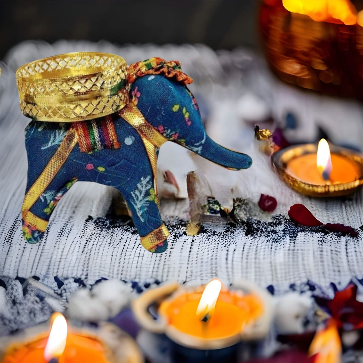 Elephant Tea Light Candle Holders Indian Festival of Light Decorative Candle Stand for Diwali Christmas Thanksgiving Housewarming Gift T-light Holder for Centerpiece Dining Table Home Decor - LoveNspire