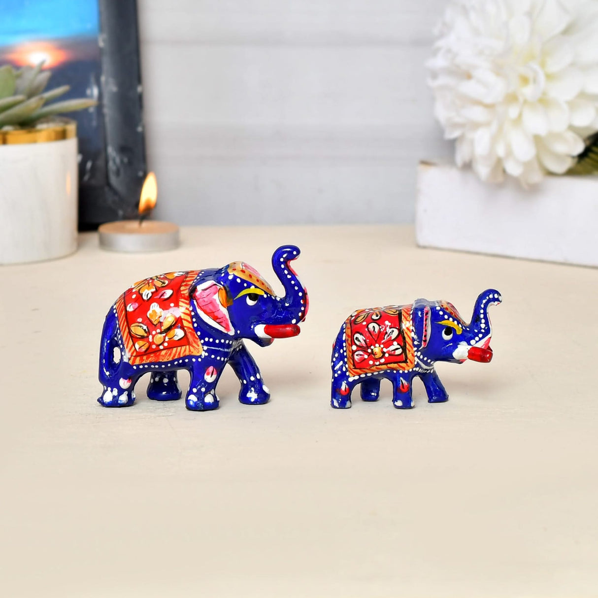 Handcrafted Rajasthani Elephant Statue for Home Decorations Ceramic Elephant Figurines Room Shelf Office Table Living Room Boho Decor Elephants Gifts for Women Good Luck Housewarming Gift - LoveNspire