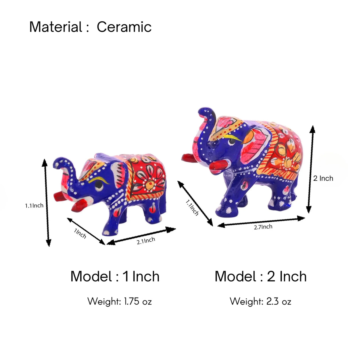 Handcrafted Rajasthani Elephant Statue for Home Decorations Ceramic Elephant Figurines Room Shelf Office Table Living Room Boho Decor Elephants Gifts for Women Good Luck Housewarming Gift - LoveNspire