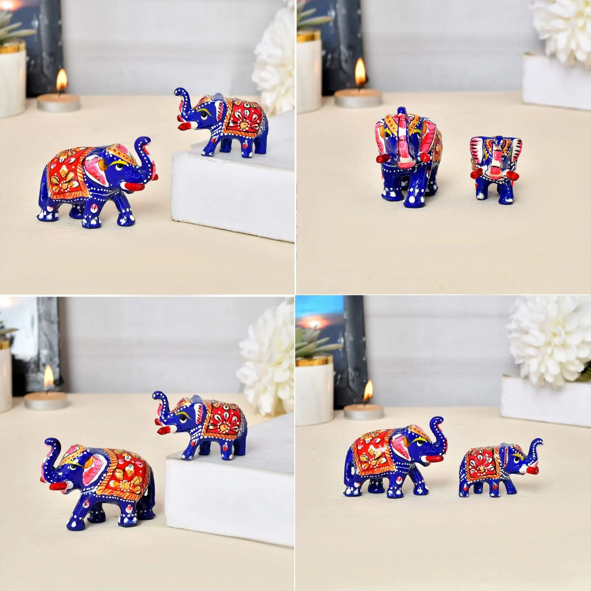 Handcrafted Rajasthani Elephant Statue for Home Decorations Ceramic Elephant Figurines Room Shelf Office Table Living Room Boho Decor Elephants Gifts for Women Good Luck Housewarming Gift - LoveNspire