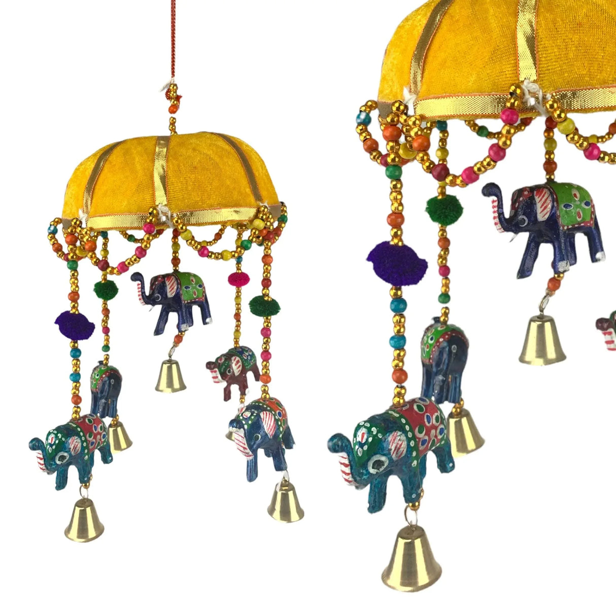 Elephant Door Hanging Rajasthani Wall Window Feng Shui Hanging Handicraft Traditional Ethnic Latkan Toran with Tokri Umbrella for Home Office Decor Decorative Ornament Festival Party Decor - LoveNspire