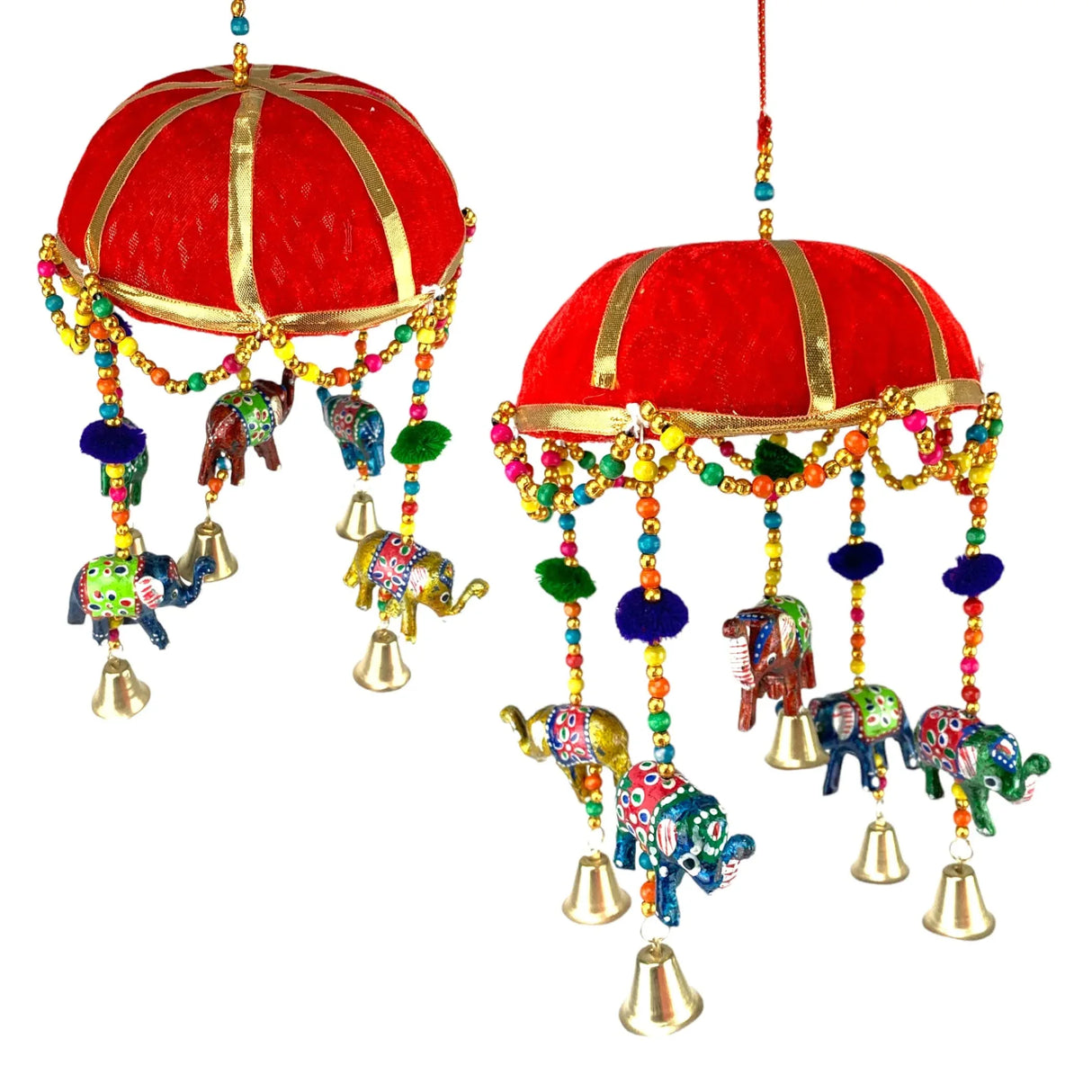 Elephant Door Hanging Rajasthani Wall Window Feng Shui Hanging Handicraft Traditional Ethnic Latkan Toran with Tokri Umbrella for Home Office Decor Decorative Ornament Festival Party Decor - LoveNspire