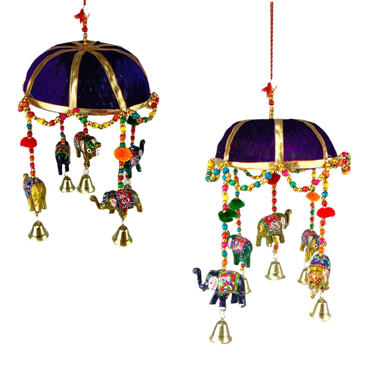 Elephant Door Hanging Rajasthani Wall Window Feng Shui Hanging Handicraft Traditional Ethnic Latkan Toran with Tokri Umbrella for Home Office Decor Decorative Ornament Festival Party Decor - LoveNspire