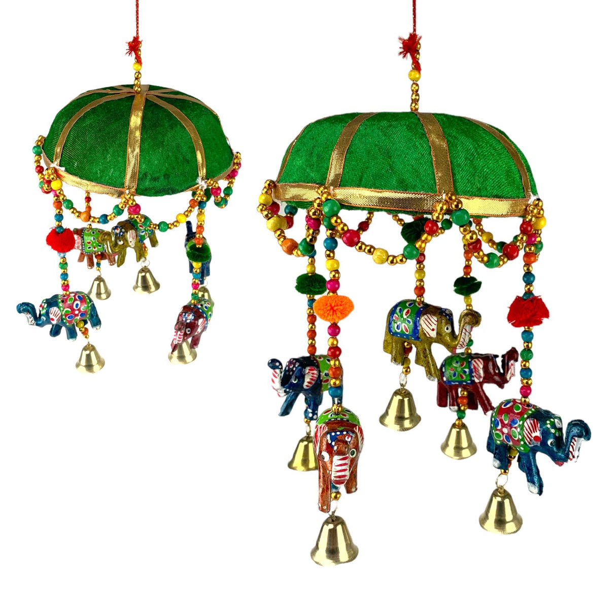 Elephant Door Hanging Rajasthani Wall Window Feng Shui Hanging Handicraft Traditional Ethnic Latkan Toran with Tokri Umbrella for Home Office Decor Decorative Ornament Festival Party Decor - LoveNspire