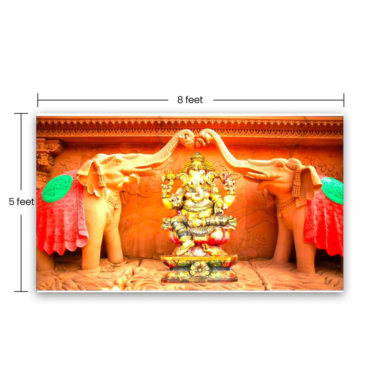 Elephant Ganesh Backdrop Indian Traditional Cloth 5x8 Feet Backdrop Pooja Banner Indian Wall Art Photo Decor Banner Diwali Decor Wedding Backdrop Decorative Pooja Cloth - LoveNspire