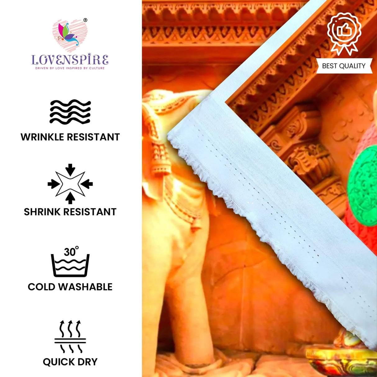 Elephant Ganesh Backdrop Indian Traditional Cloth 5x8 Feet Backdrop Pooja Banner Indian Wall Art Photo Decor Banner Diwali Decor Wedding Backdrop Decorative Pooja Cloth - LoveNspire