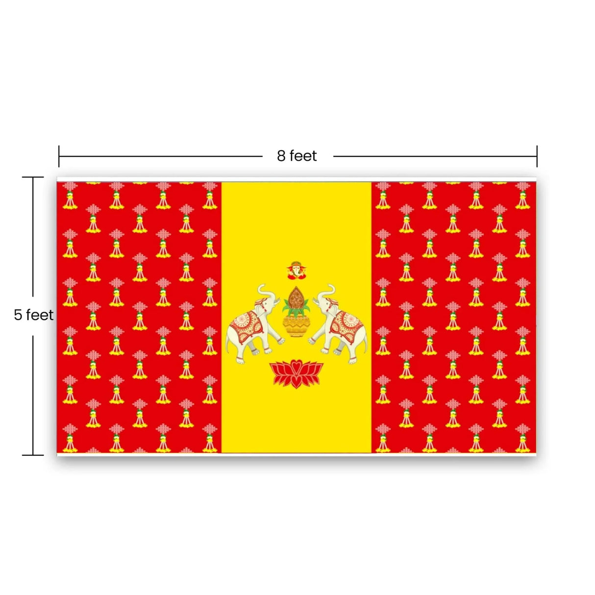Elephant Ganesha Backdrop Indian Traditional Cloth 5x8 Feet Backdrop Pooja Banner Indian Wall Art Photo Decor Banner Diwali Decor Wedding Backdrop Decorative Pooja Cloth - LoveNspire